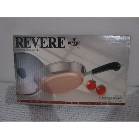 Revere Other - USA VINTAGE REVERE WARE 8" SKILLET WITH LID (FRYING PAN) (NIB) Copper Clad  Bot